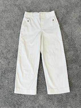 Spanx White Pull On Wide Leg Jeans Pants High Rise Ankle Elastic Casual Women M